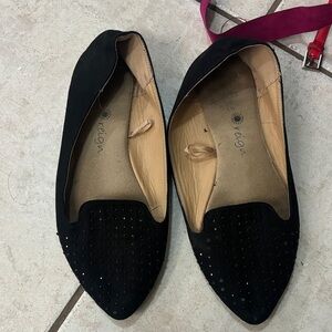 Reign Black Women's Loafers with Stud Accents
